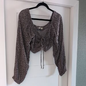 Elegant Floral Blouse with Tie Front